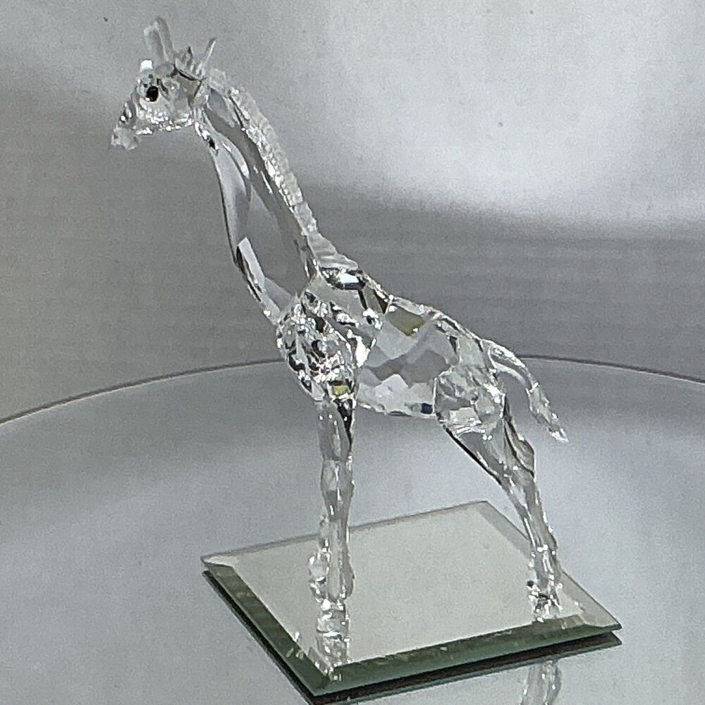 Swarovski Crystal BABY GIRAFFE 7603 Clear New In Box 5.5" Retired W/ Mirror - Picture 6 of 7